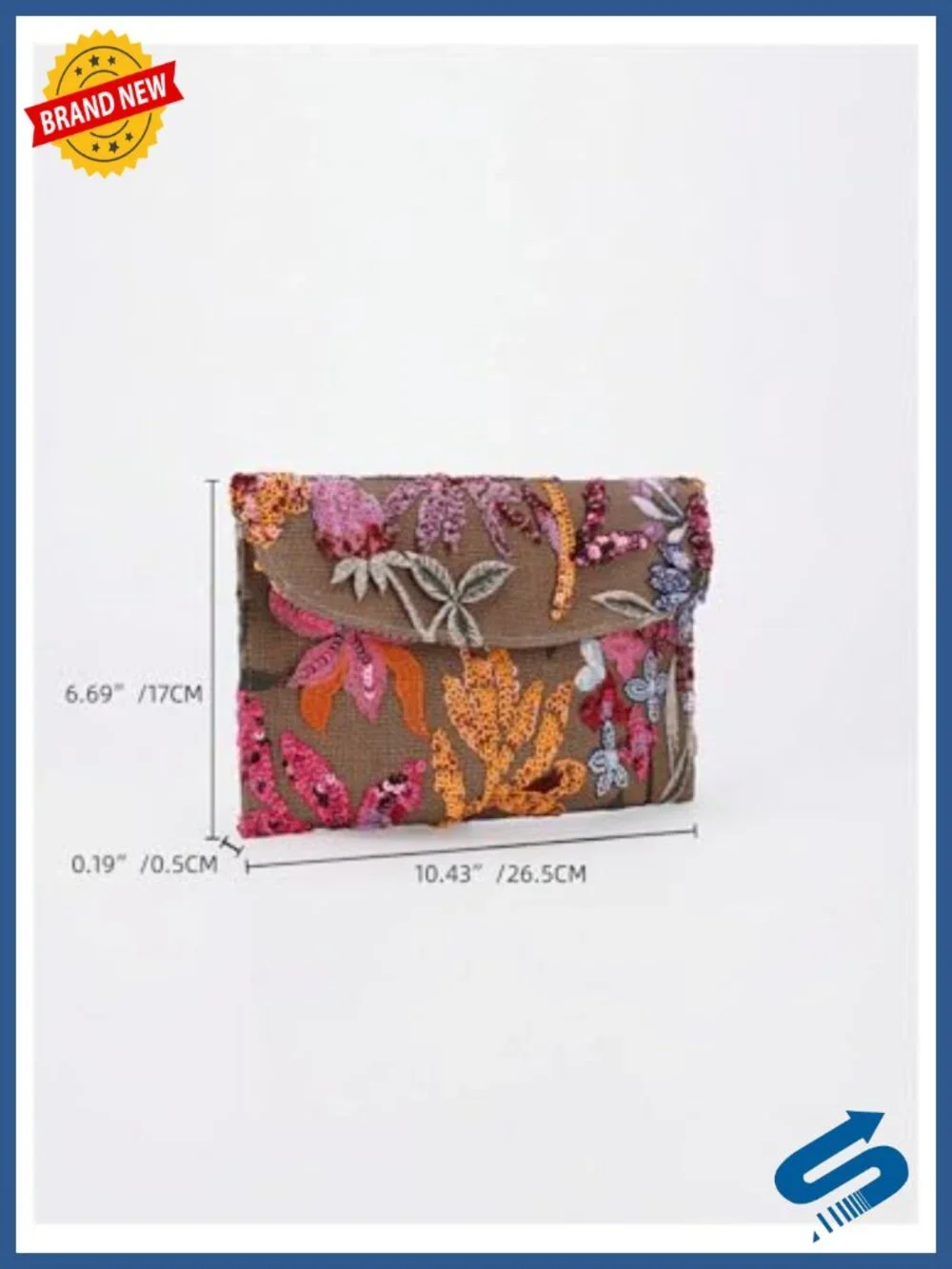 Embroidered Floral Sequin Clutch Purse with Chain Evening Bag for Wedding Guest